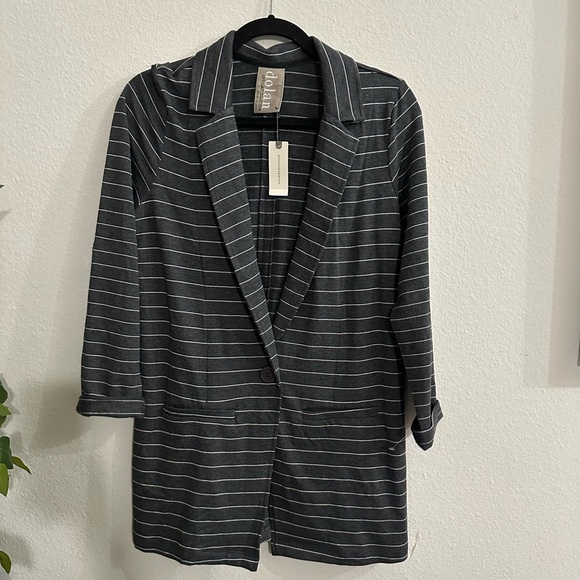 Antropologie Dolan Women's Gray Striped Blazer Sz M - Picture 2 of 4